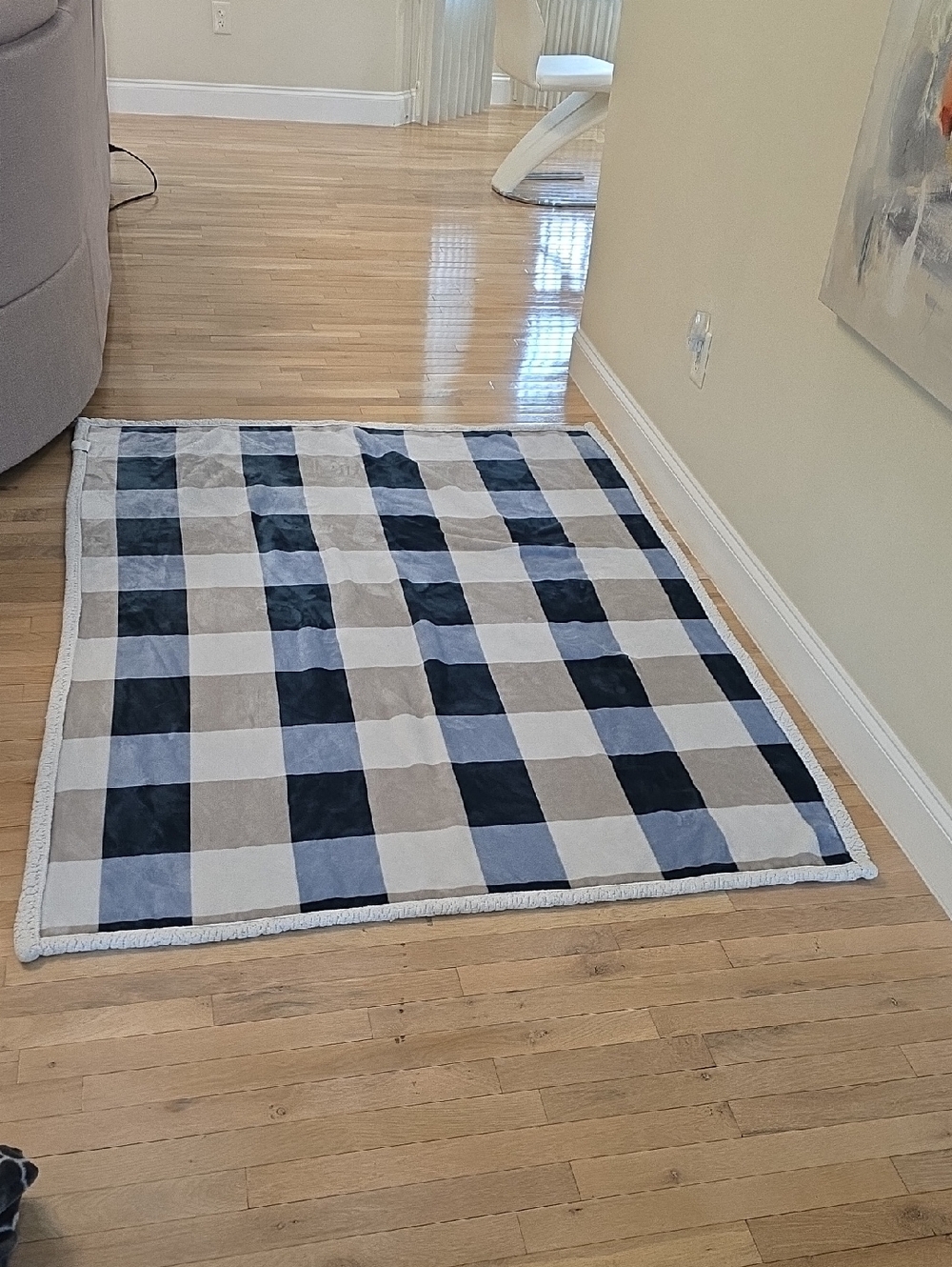 Blank NYC Blue and Cream Cozy Plaid Blanket